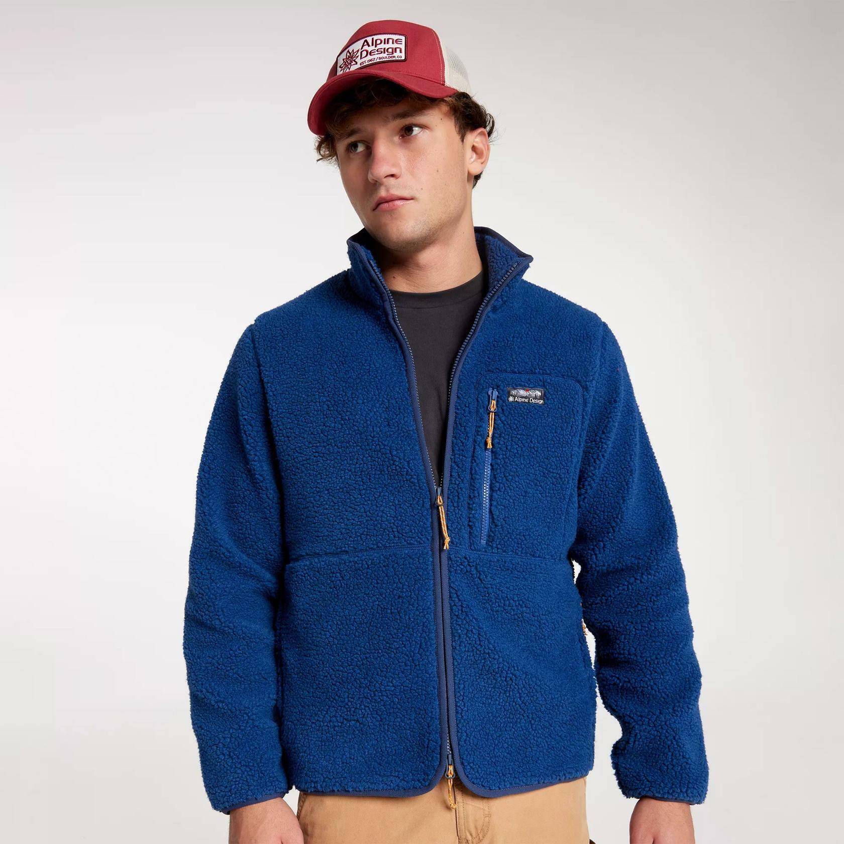 Alpine Design Men's Sherpa Full Zip Fleece, Large, Mountain Lake