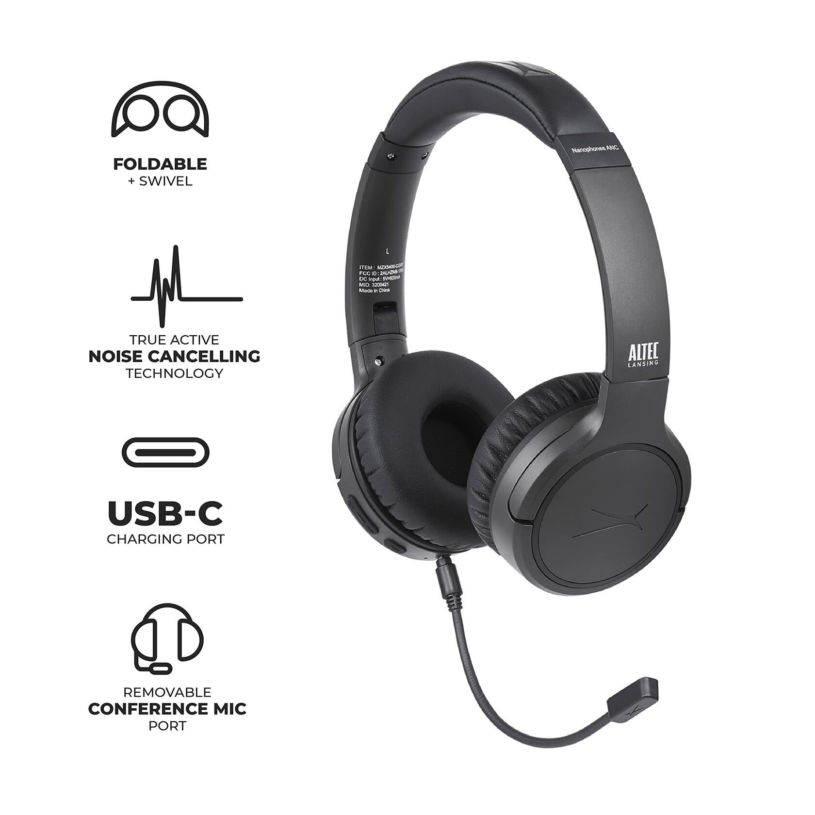 Altec Lansing Nanophones ANC Bluetooth Wireless Headphones