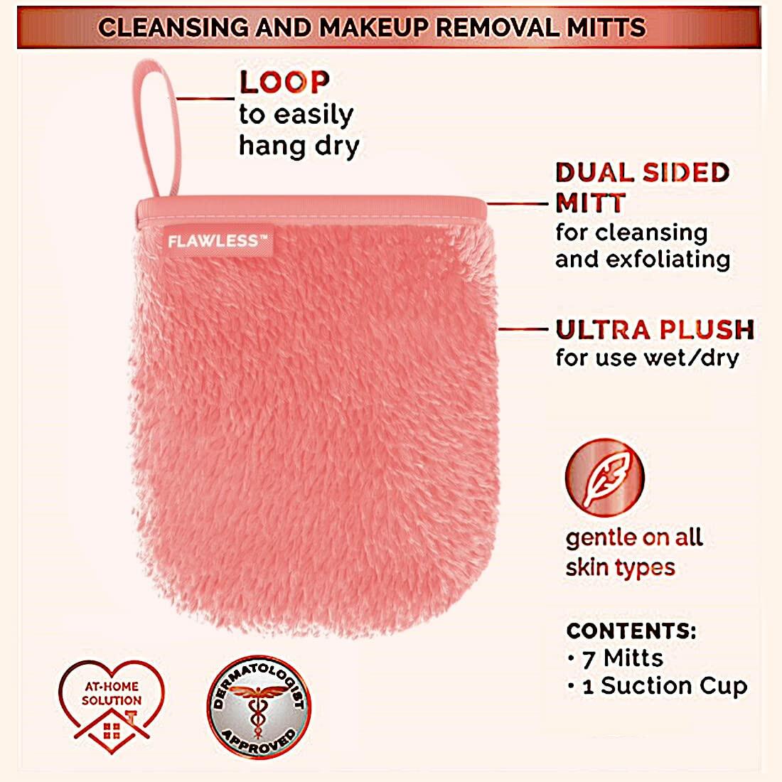 Finishing Touch Flawless Facial Mitt Makeup Remover, Pure Clean 7-Day