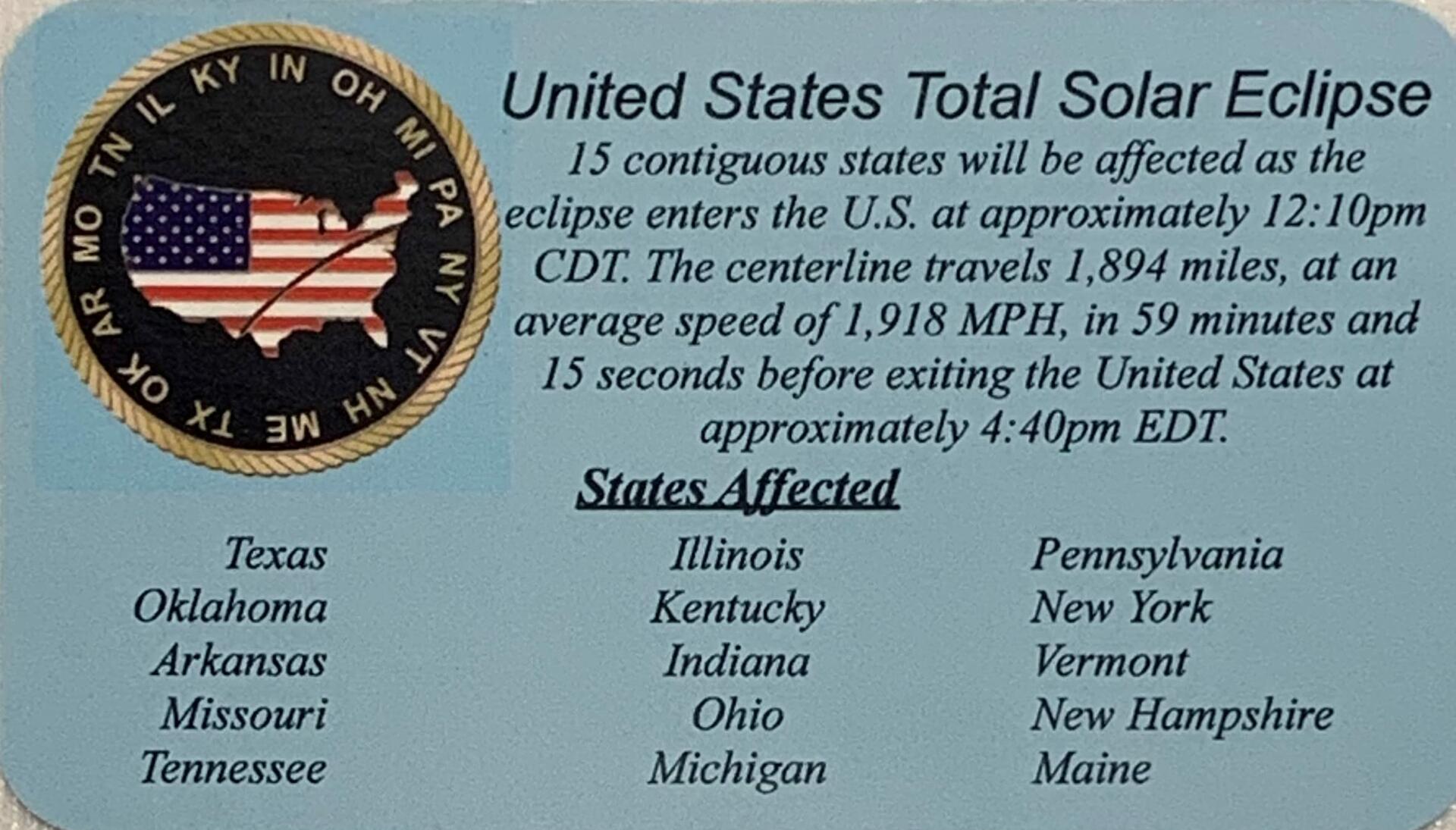 Total Solar Eclipse Challenge Coin 2024