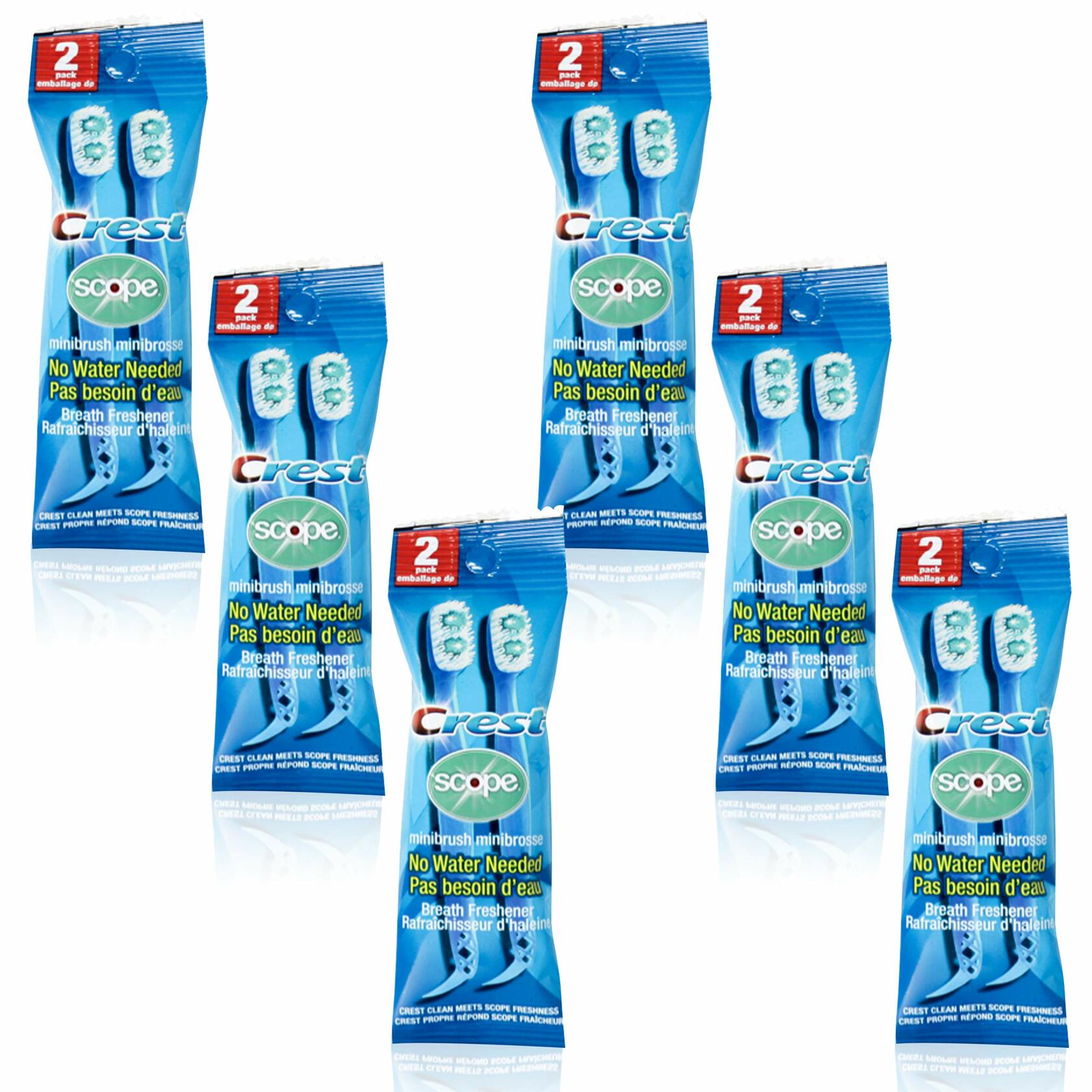 Crest Scope | Mini Brushes--Disposable Toothbrushes with Toothpaste 6 Pack