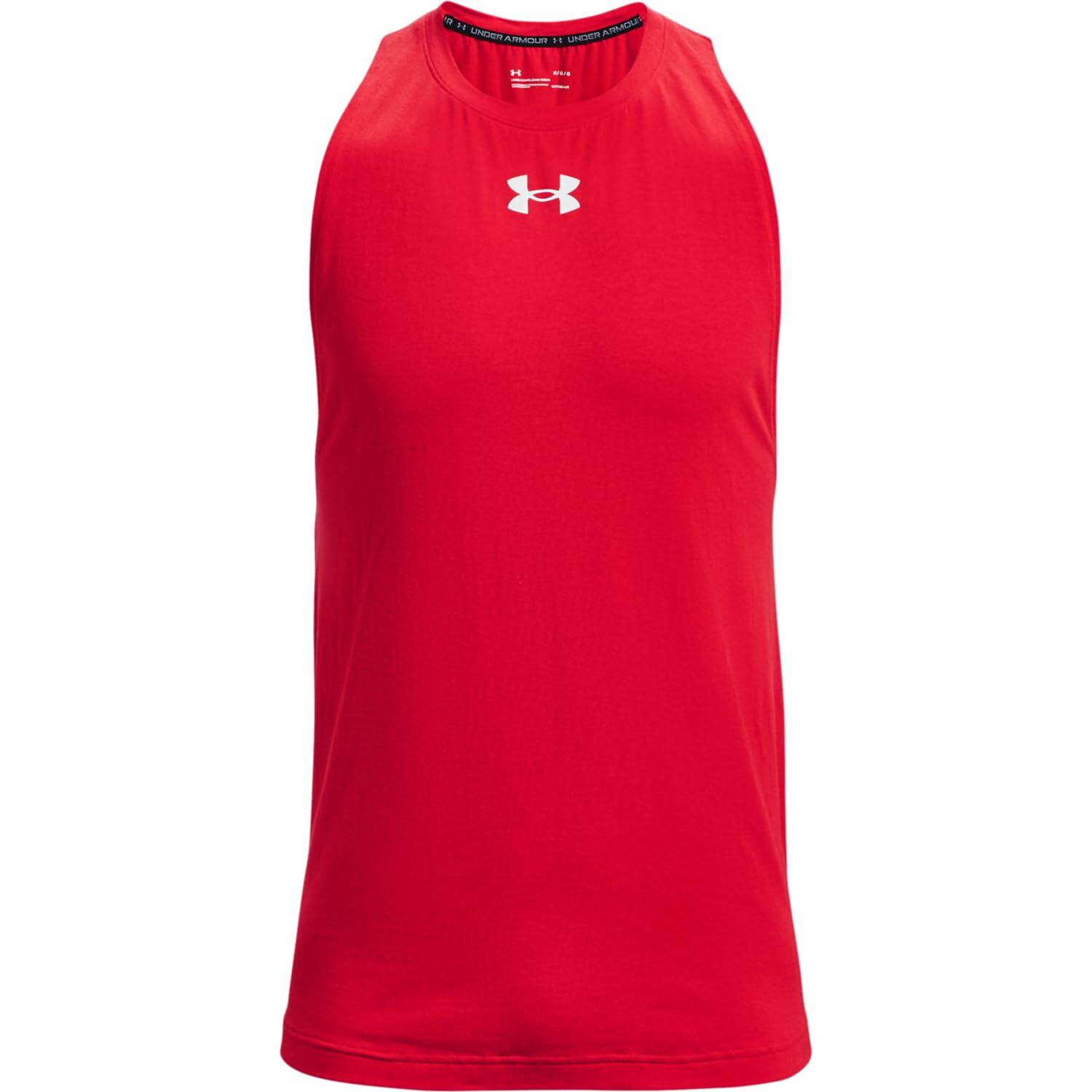Under Armour Men's Baseline Cotton Tank , Red (600)/Summit White, Large