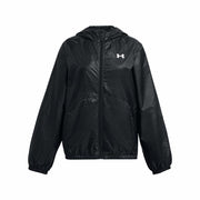 Under Armour Girls Sport Windbreaker Jacket, (001) Black / / White, Medium