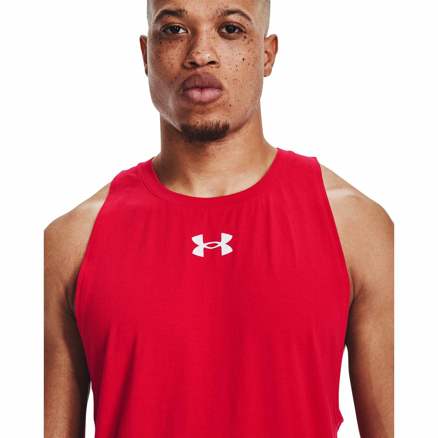 Under Armour Men's Baseline Cotton Tank , Red (600)/Summit White, Large