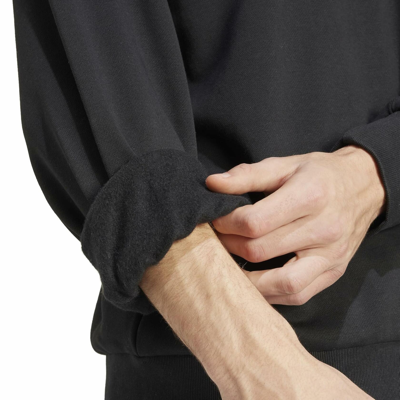 adidas Men's All SZN Fleece Quarter-Zip Crewneck Swearshirt, Black Large