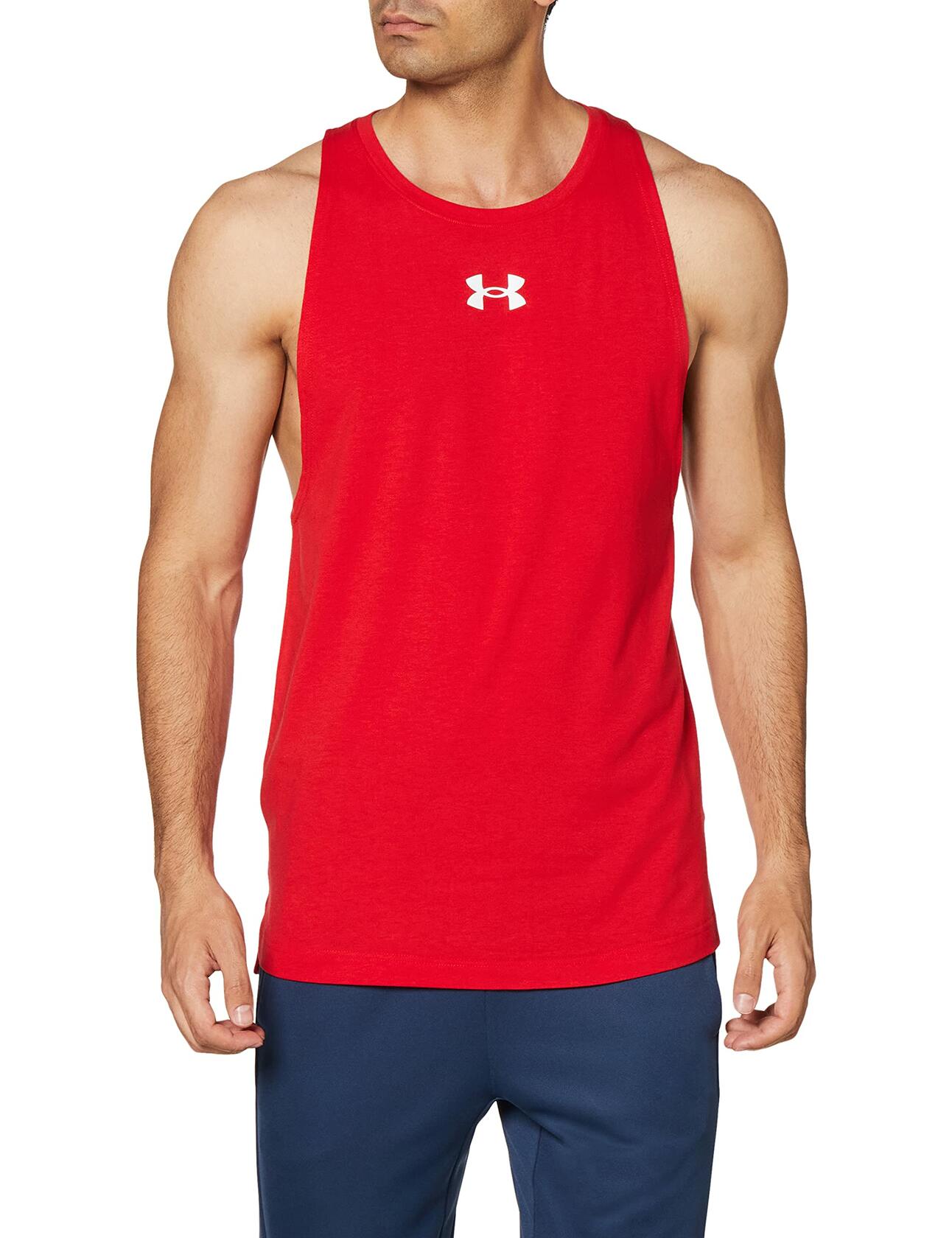 Under Armour Men's Baseline Cotton Tank , Red (600)/Summit White, Medium