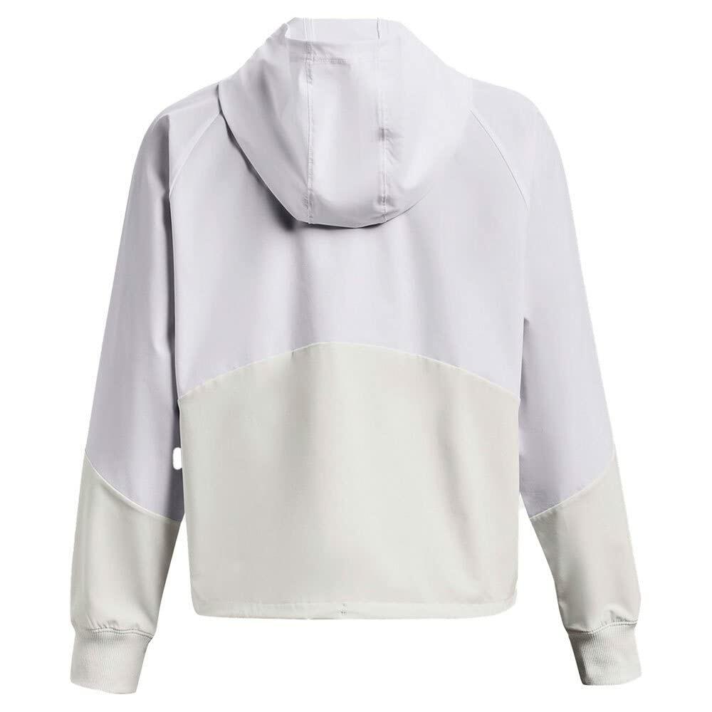 Under Armour Women's Woven Full-Zip Jacket, (100) Wh/Gray Mist/Mellow Orange, L