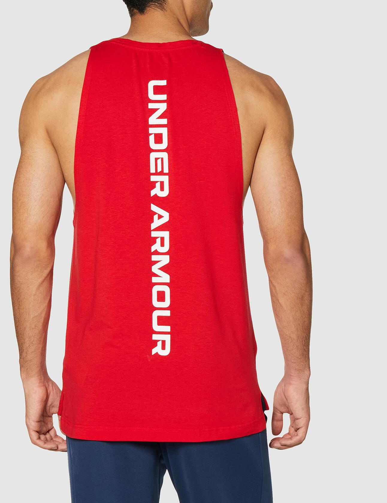 Under Armour Men's Baseline Cotton Tank , Red (600)/Summit White, Medium