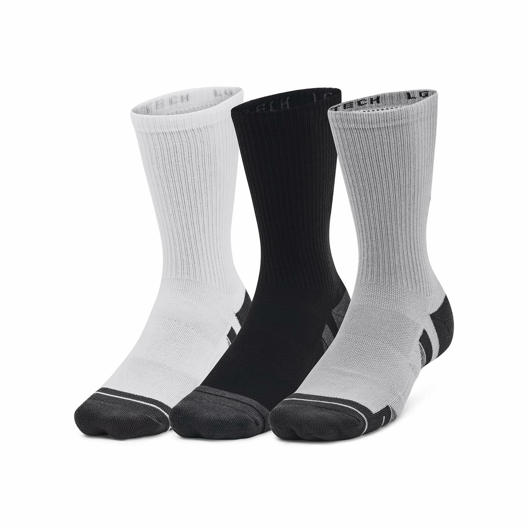 Under Armour Unisex Perf Tech Crew Socks Accessories - 3-Pk with Arch Support XL