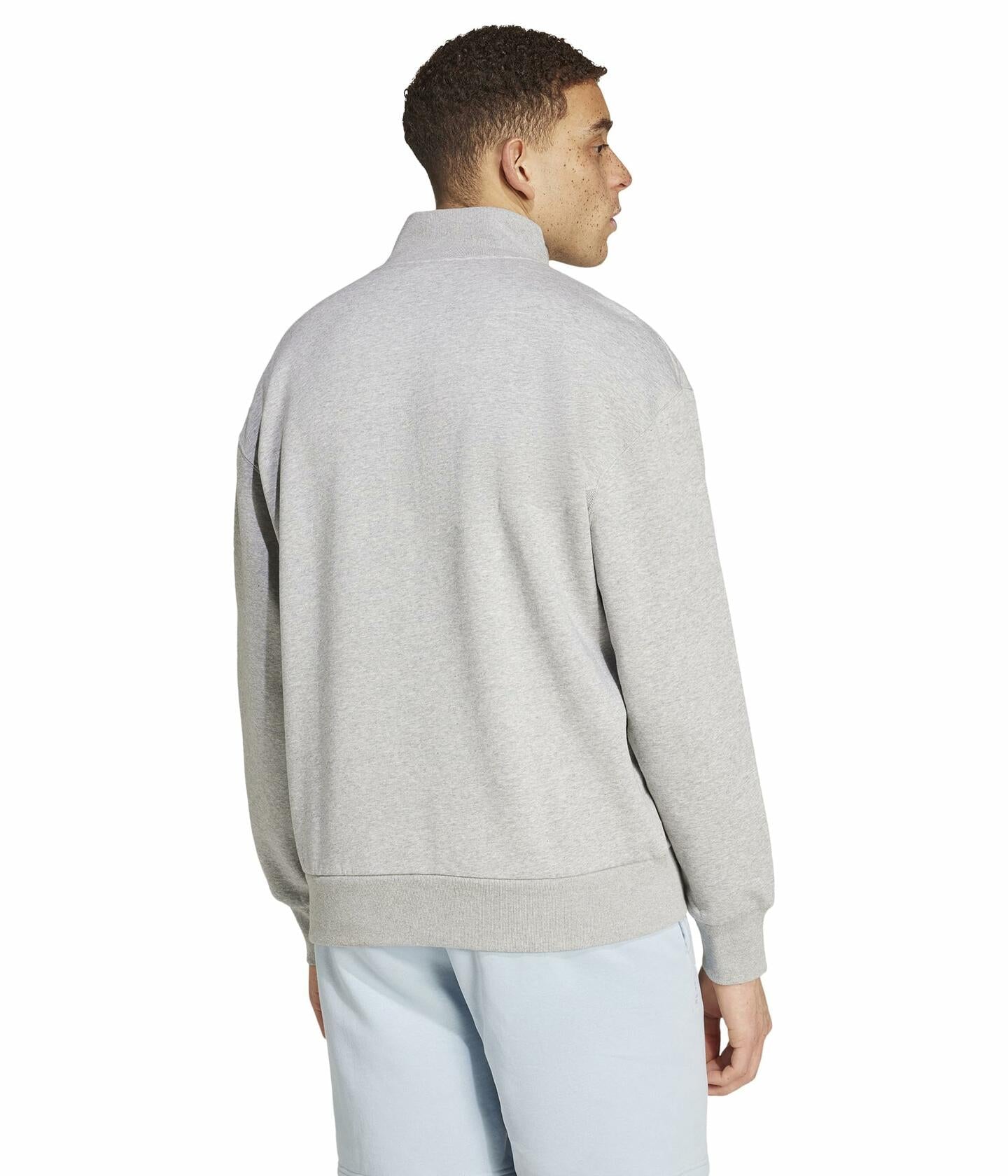 adidas Men's All SZN Fleece Quarter-Zip Crewneck Sweatshirt, Med Grey Heather Sm