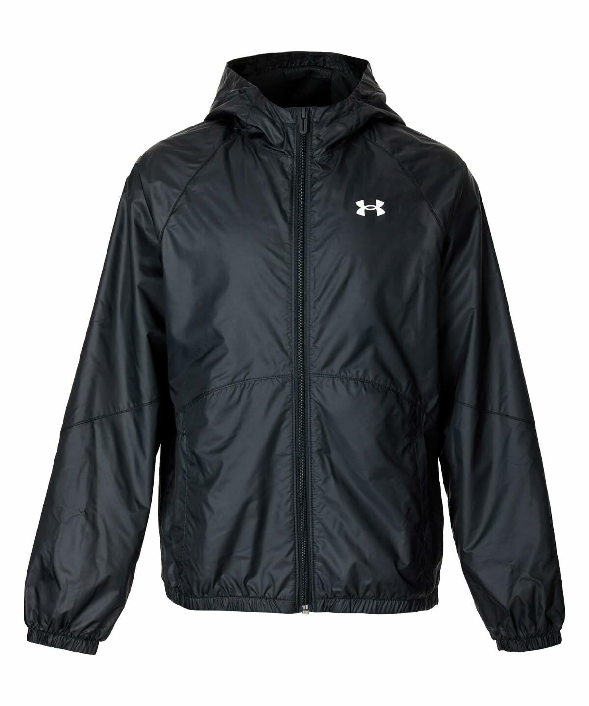 Under Armour Girls Sport Windbreaker Jacket, (001) Black / / White, Large