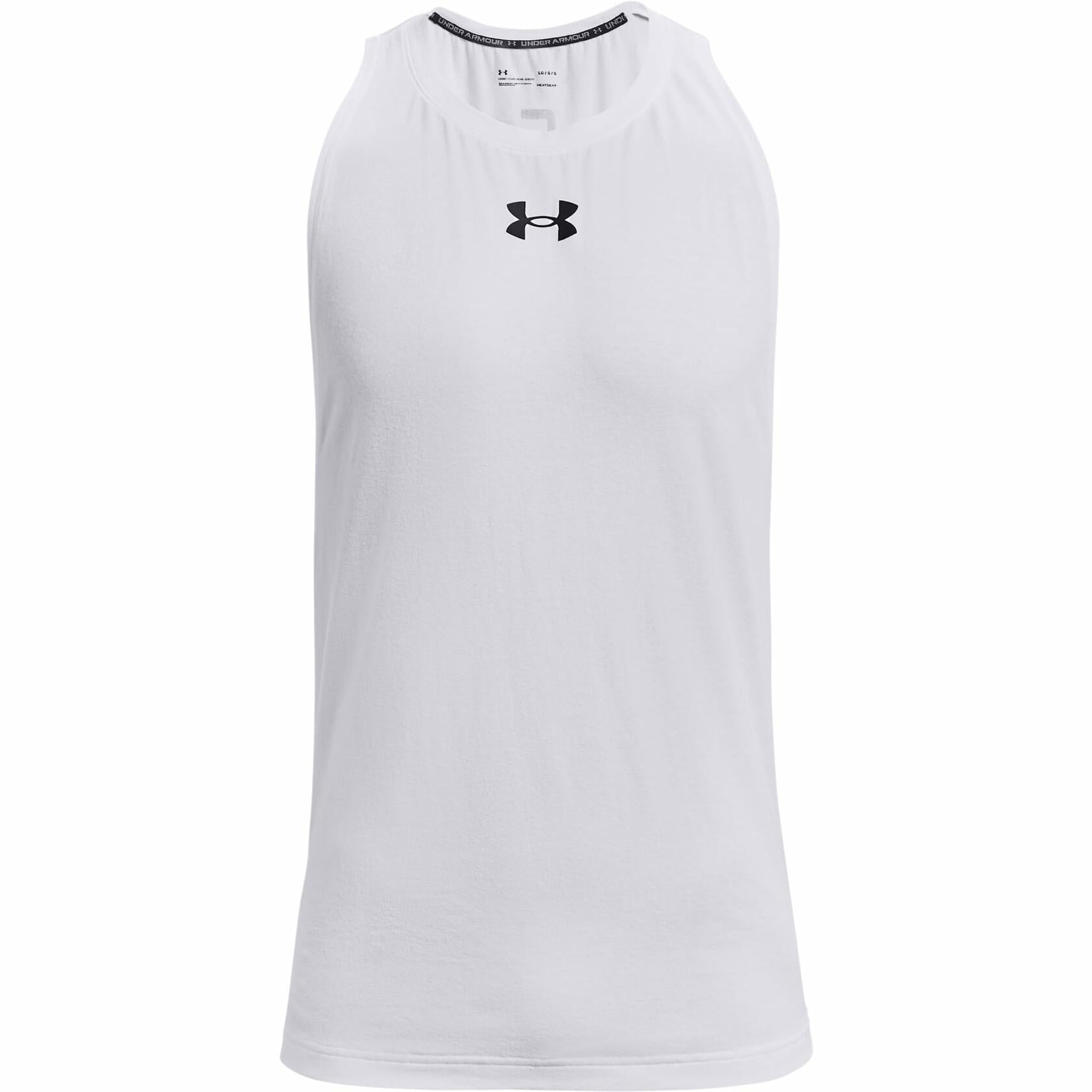 Under Armour Men's Baseline Cotton Tank , White (100)/Black, Large