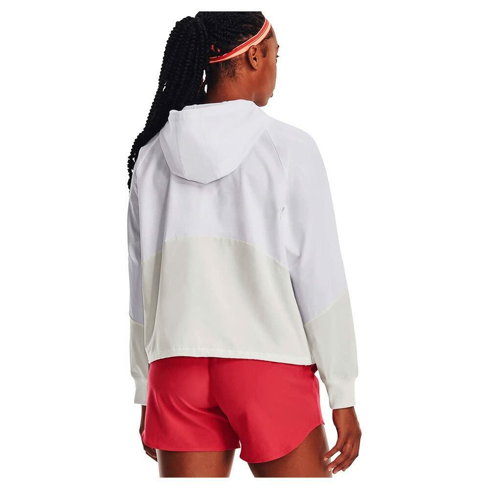 Under Armour Women's Woven Full-Zip Jacket, (100) Wh/Gray Mist/Mellow Orange, L