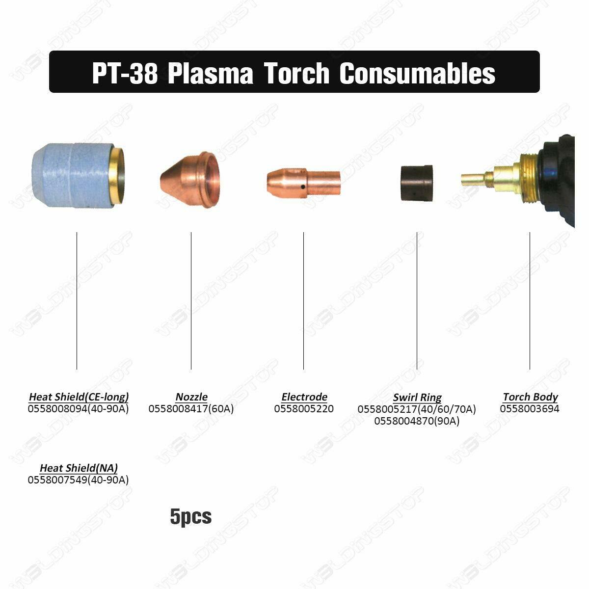 Tip 60A for PT-38 Plasma Cutting Torch PKG-5 Ref No. 0558008417