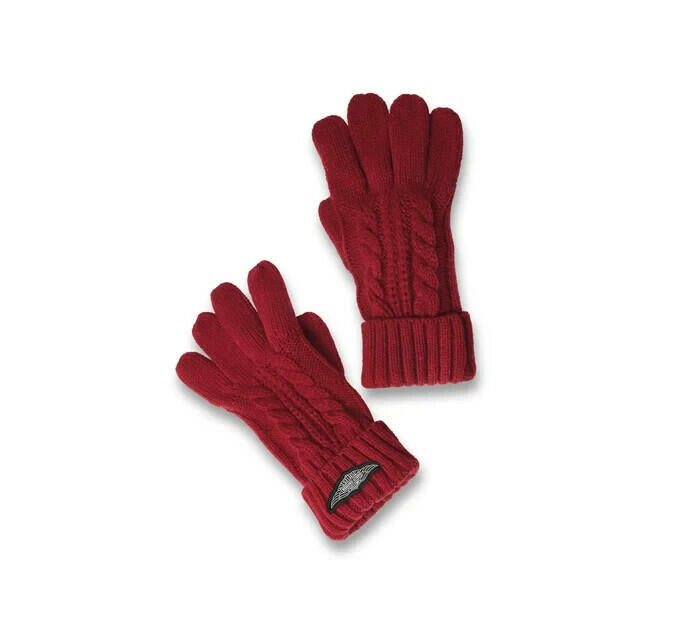 Harley Davidson® Women's Silver Wing Knit Hat and Glove Set | Cabernet