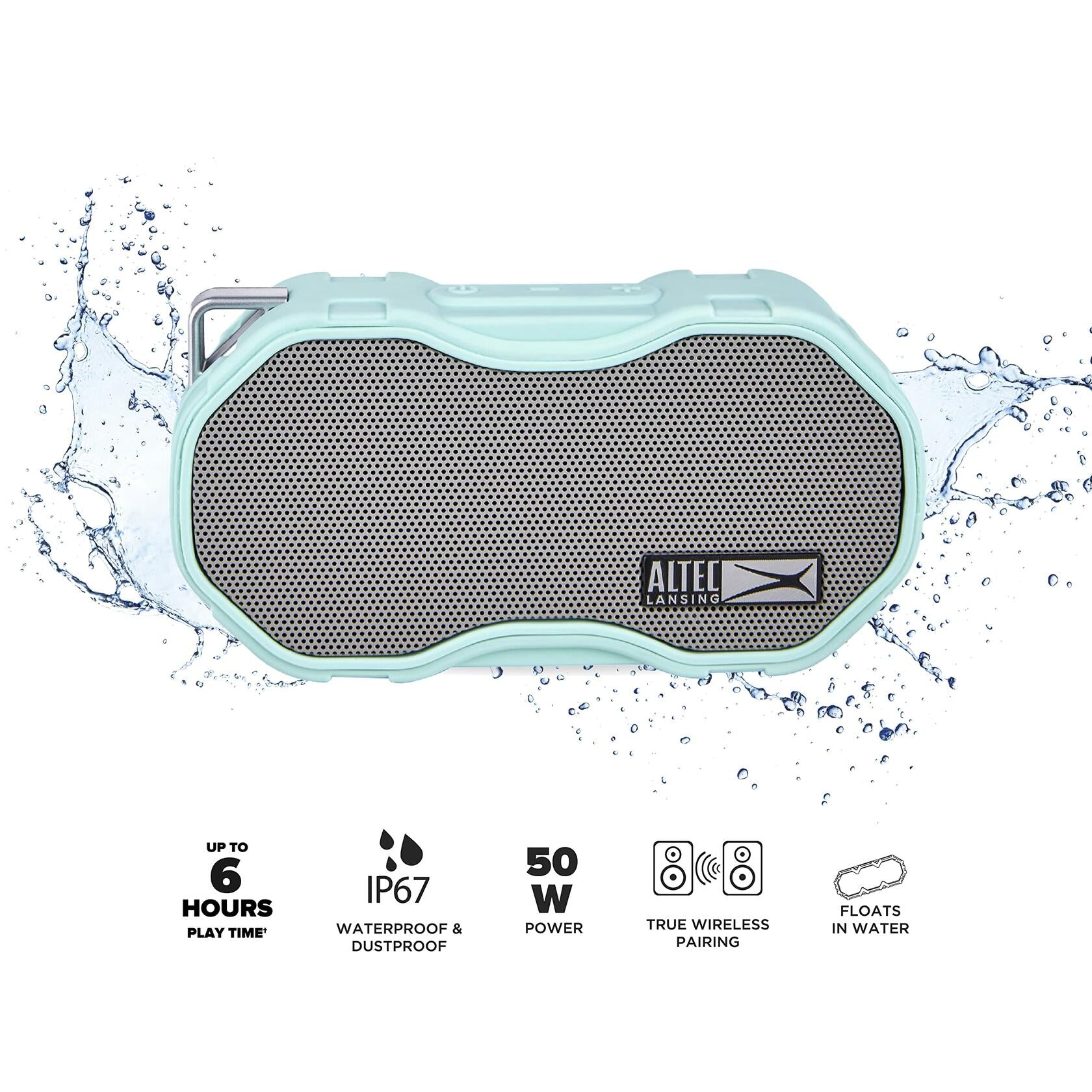 Altec Lansing Baby Boom XL Waterproof Bluetooth Speaker, Wireless 2 Pk, Mint