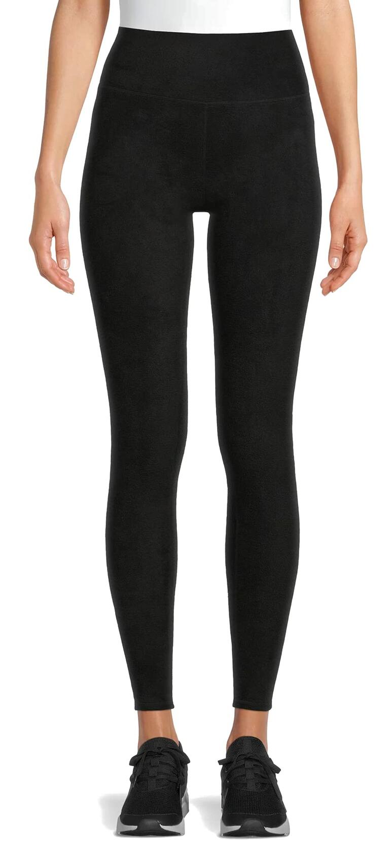 Women's Stretch Fleece Bottom Thermal Leggings with Pocket M Black
