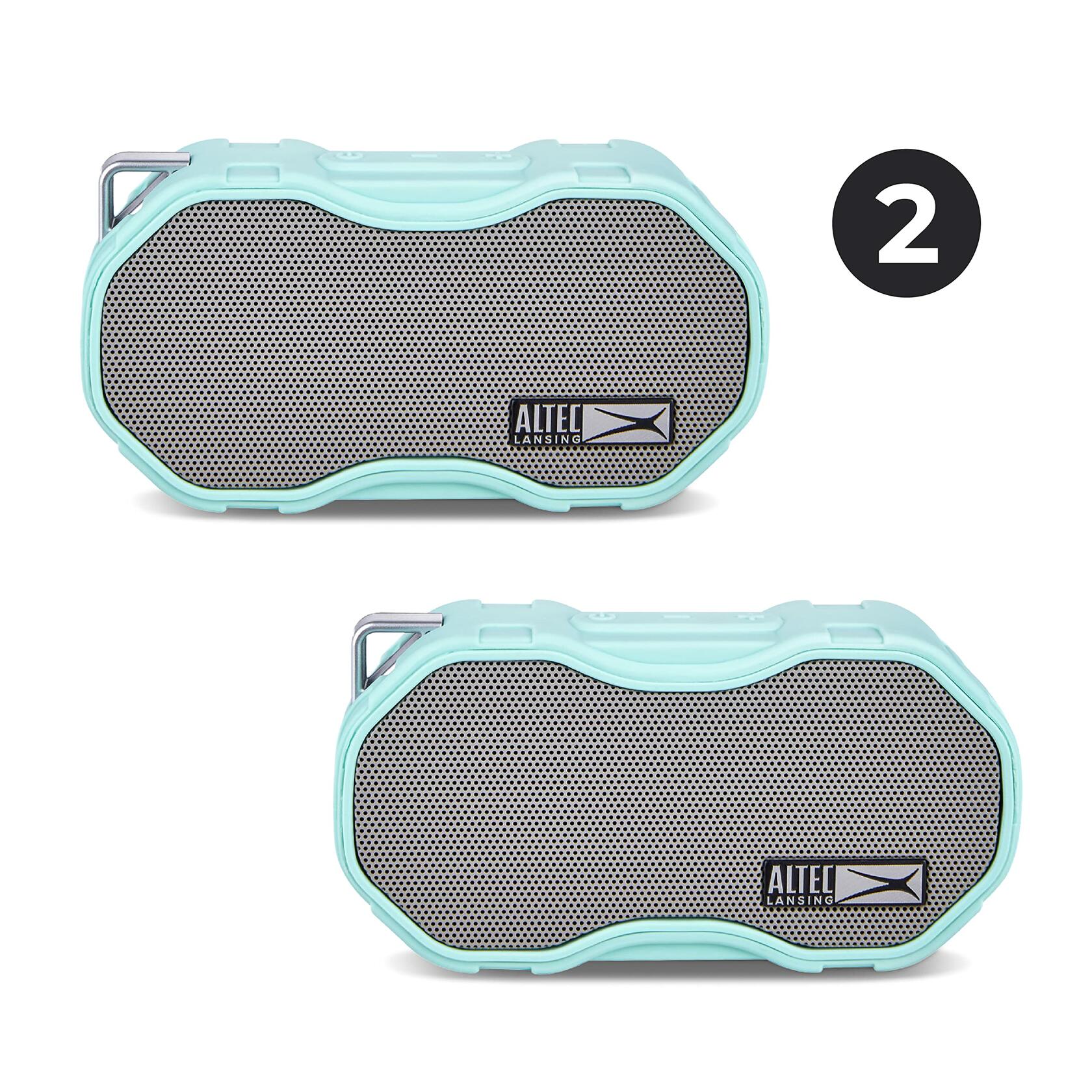 Altec Lansing Baby Boom XL Waterproof Bluetooth Speaker, Wireless 2 Pk, Mint