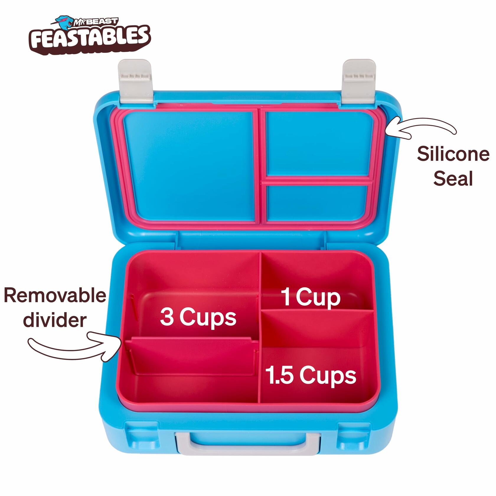 Mr. Beast Feastables Adj Bento Lunchbox BPA Free Kids Lunchbox w/Adj Compartment