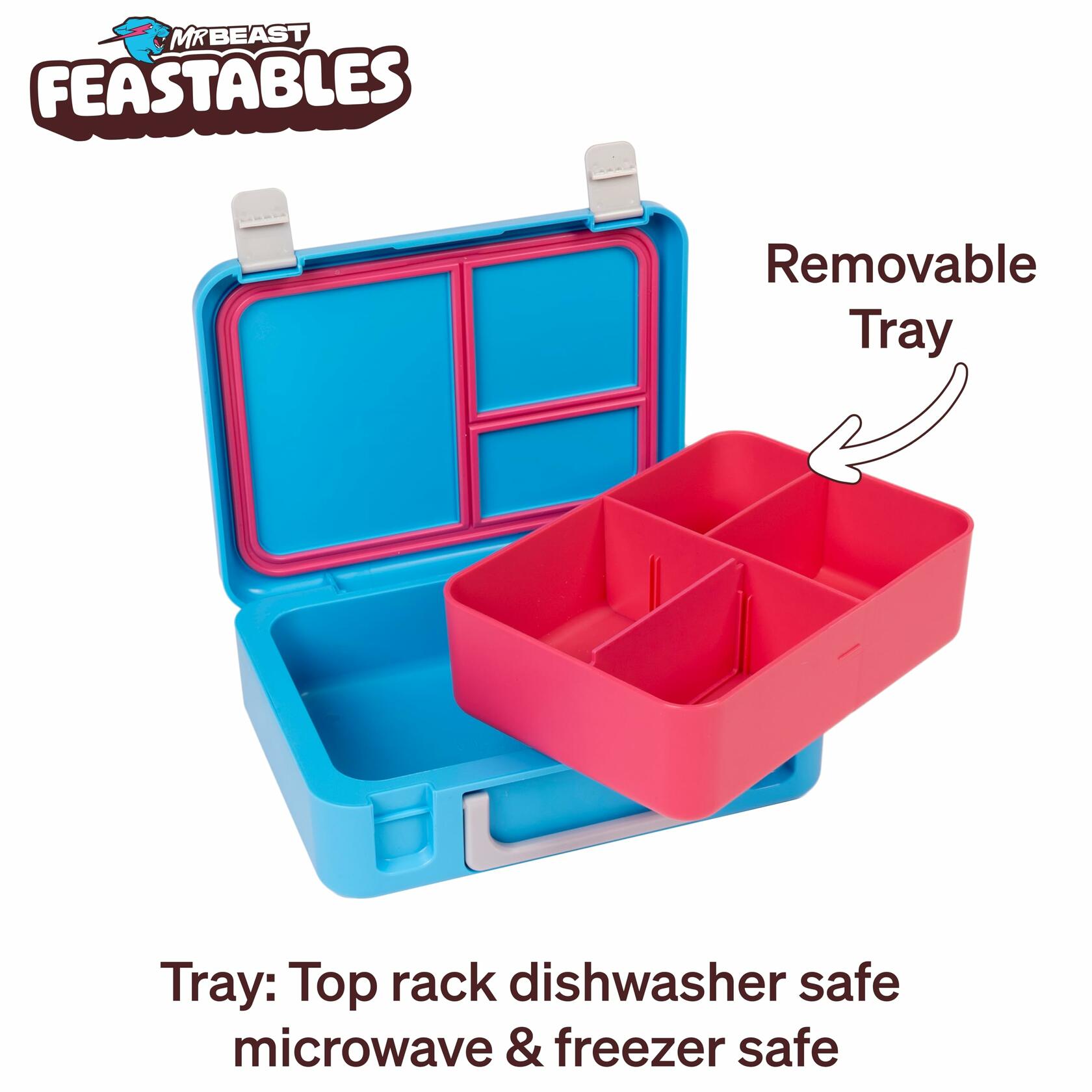 Mr. Beast Feastables Adj Bento Lunchbox BPA Free Kids Lunchbox w/Adj Compartment