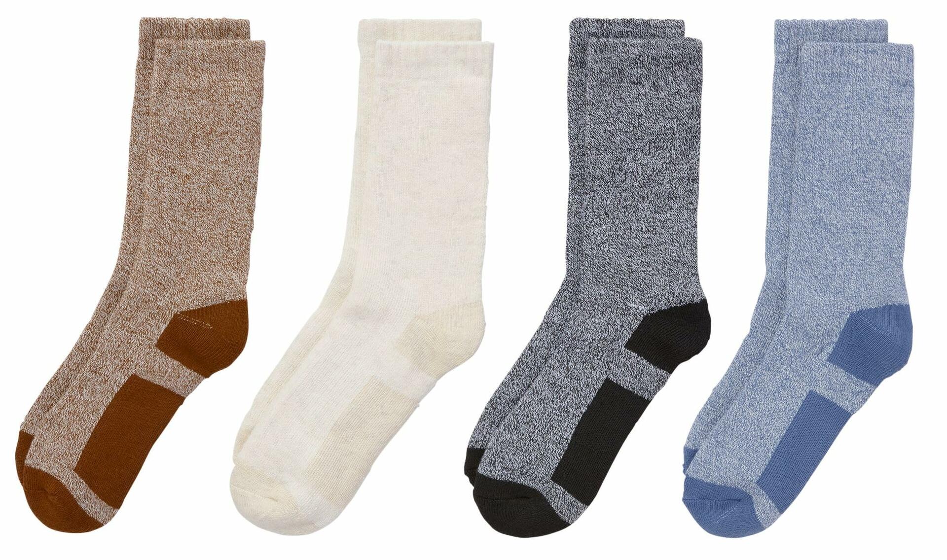 Alpine Design Performance Hiker Crew Socks - 4 Pack (Large, Regular, ASST/Grey)
