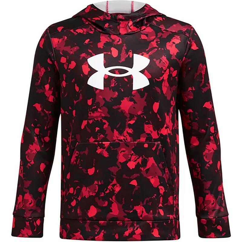 Under Armour Boys' Armour Fleece Big Logo All Over Print Hoodie Inferno Red/Whit