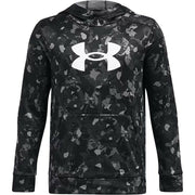 Under Armour Boys' Armour Fleece Big Logo All Over Print Hoodie Black/White, Lar