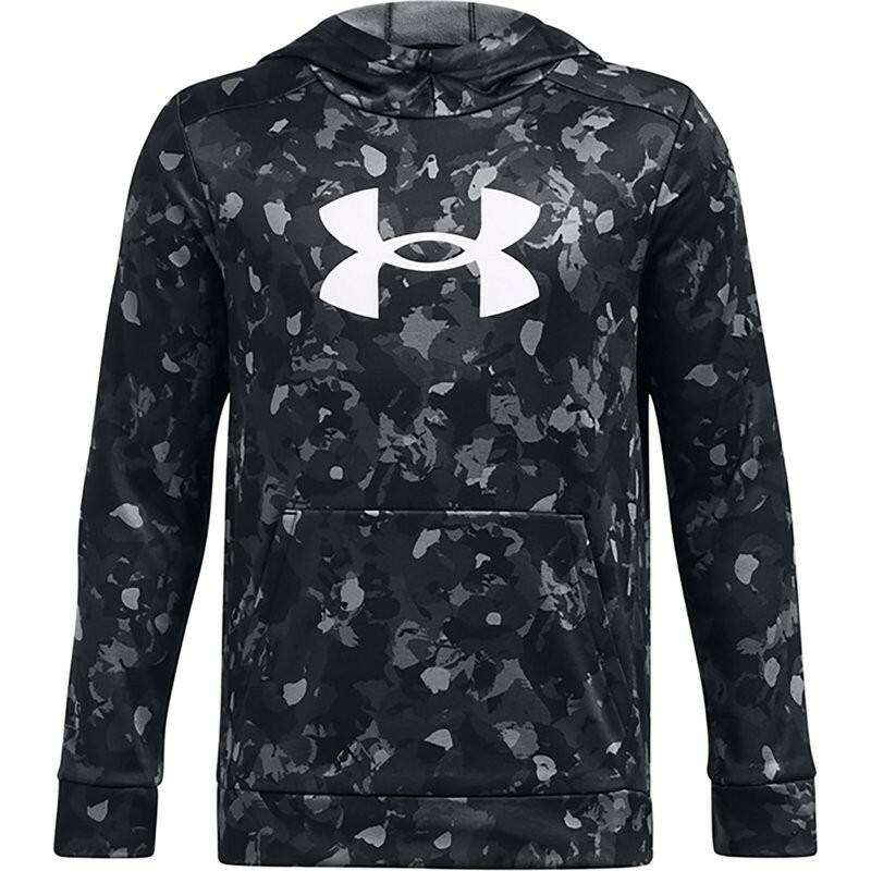 Under Armour Boys' Armour Fleece Big Logo All Over Print Hoodie Black/White, X-L