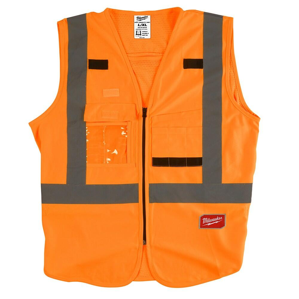 Milwaukee Tool High Visibility Vest,L/XL,Orange/Red 48-73-5072 - All