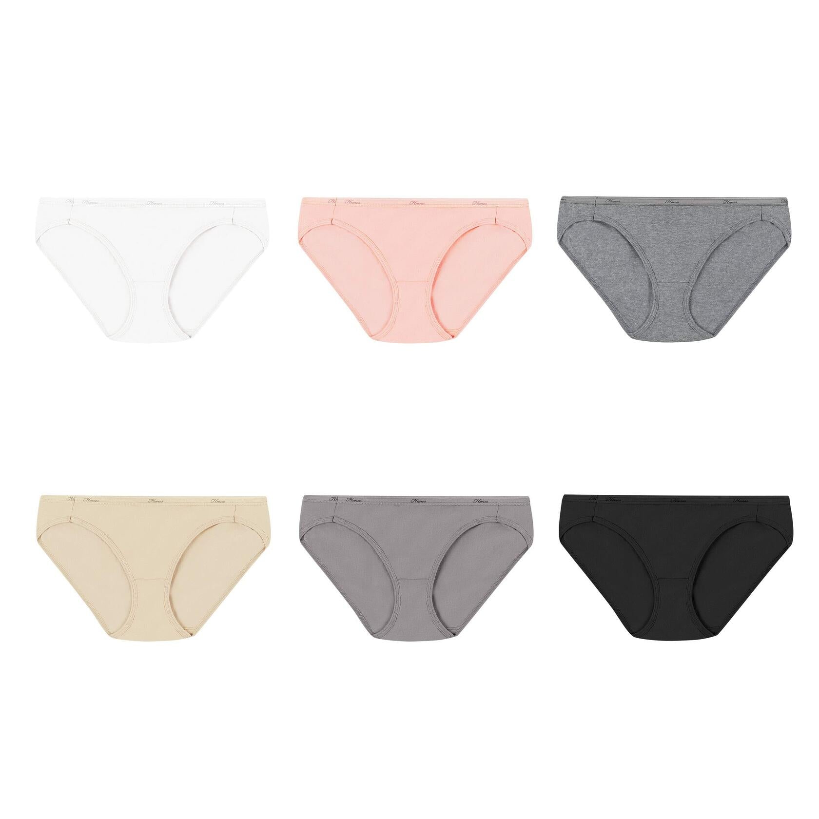 Hanes No Ride Up Cotton Bikini Panties 6-Pack Womens Panty Assorted Underwear