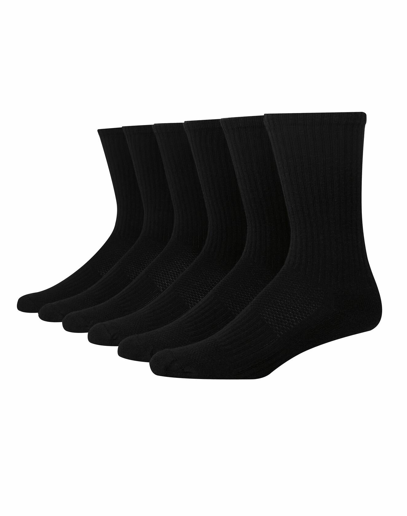Men's Hanes Premium Performance Cushioned Crew Socks 6pk - Black, 6-12