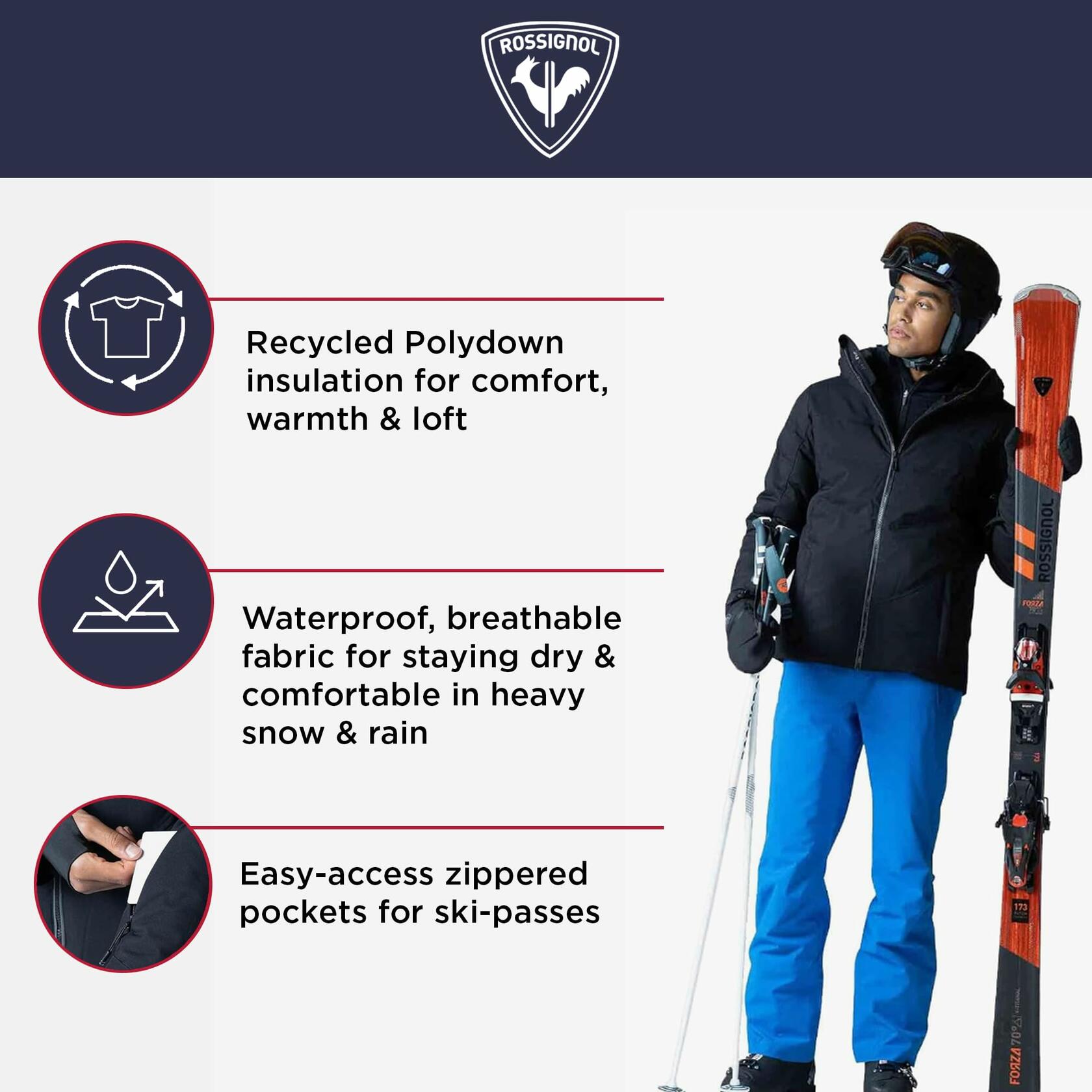 Rossignol Siz Jacket - Insulated Men’s Ski Jacket - Red Small