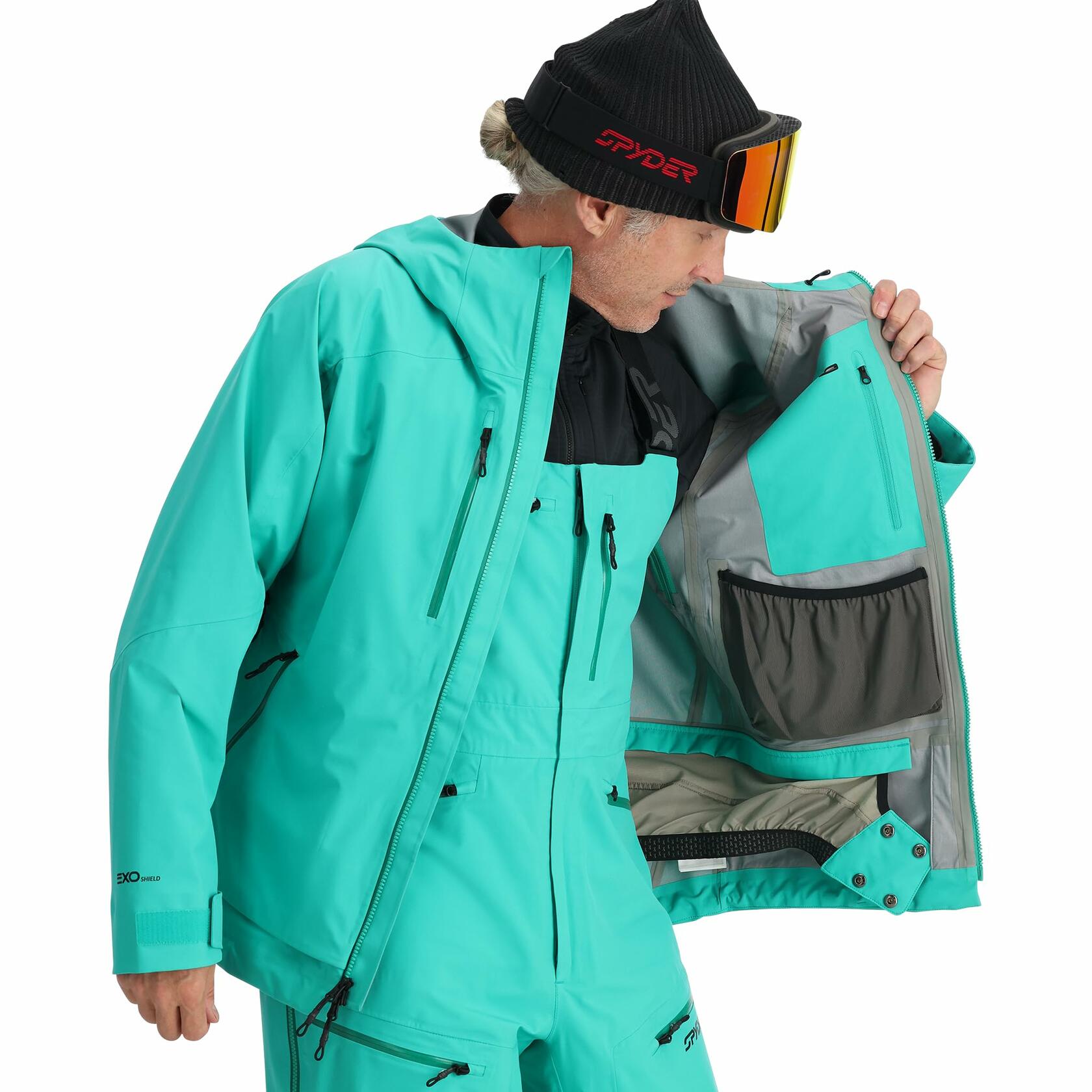 Spyder Men's Sanction Hard Shell Ski Jacket Teal Green XXL