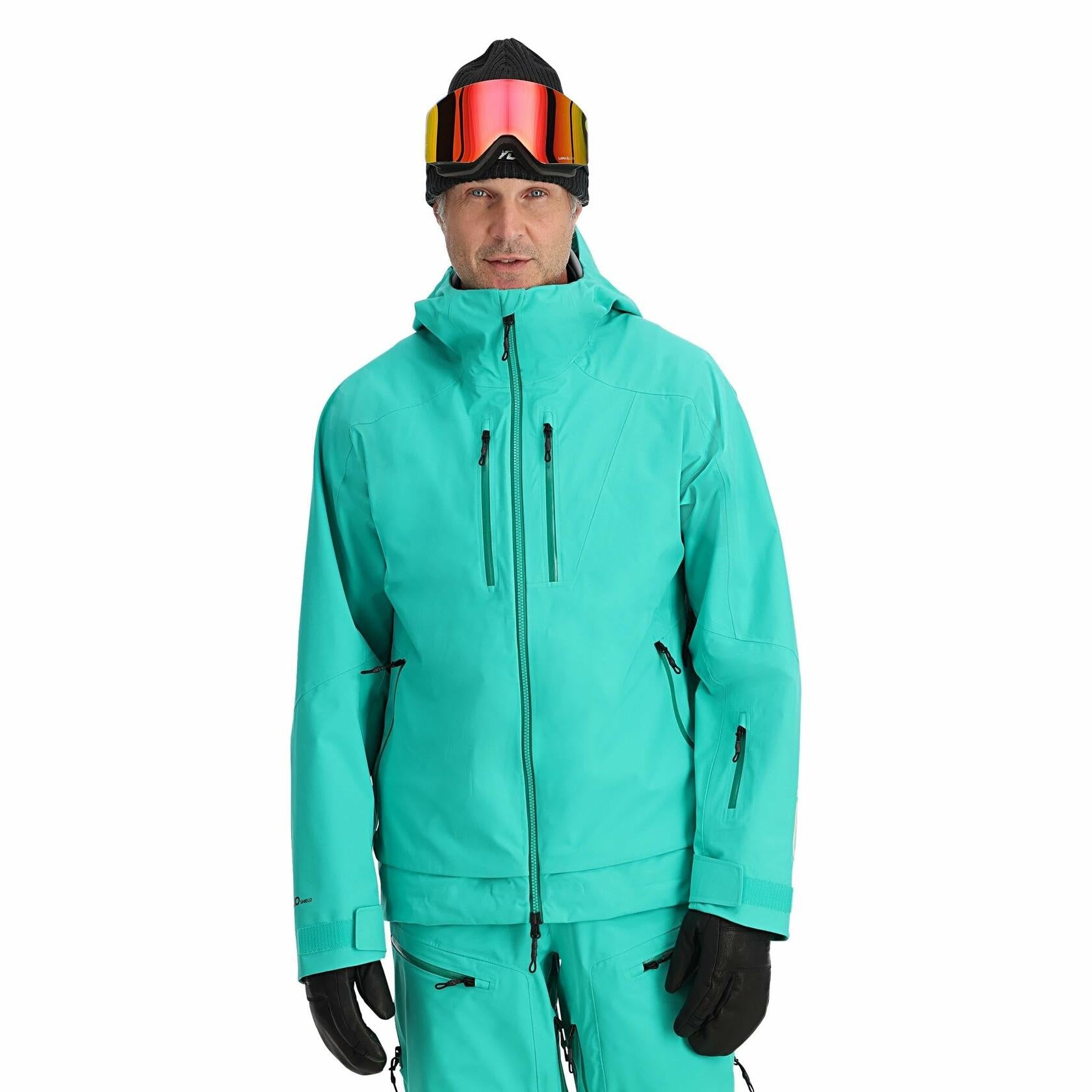 Spyder Men's Sanction Hard Shell Ski Jacket Teal Green XXL