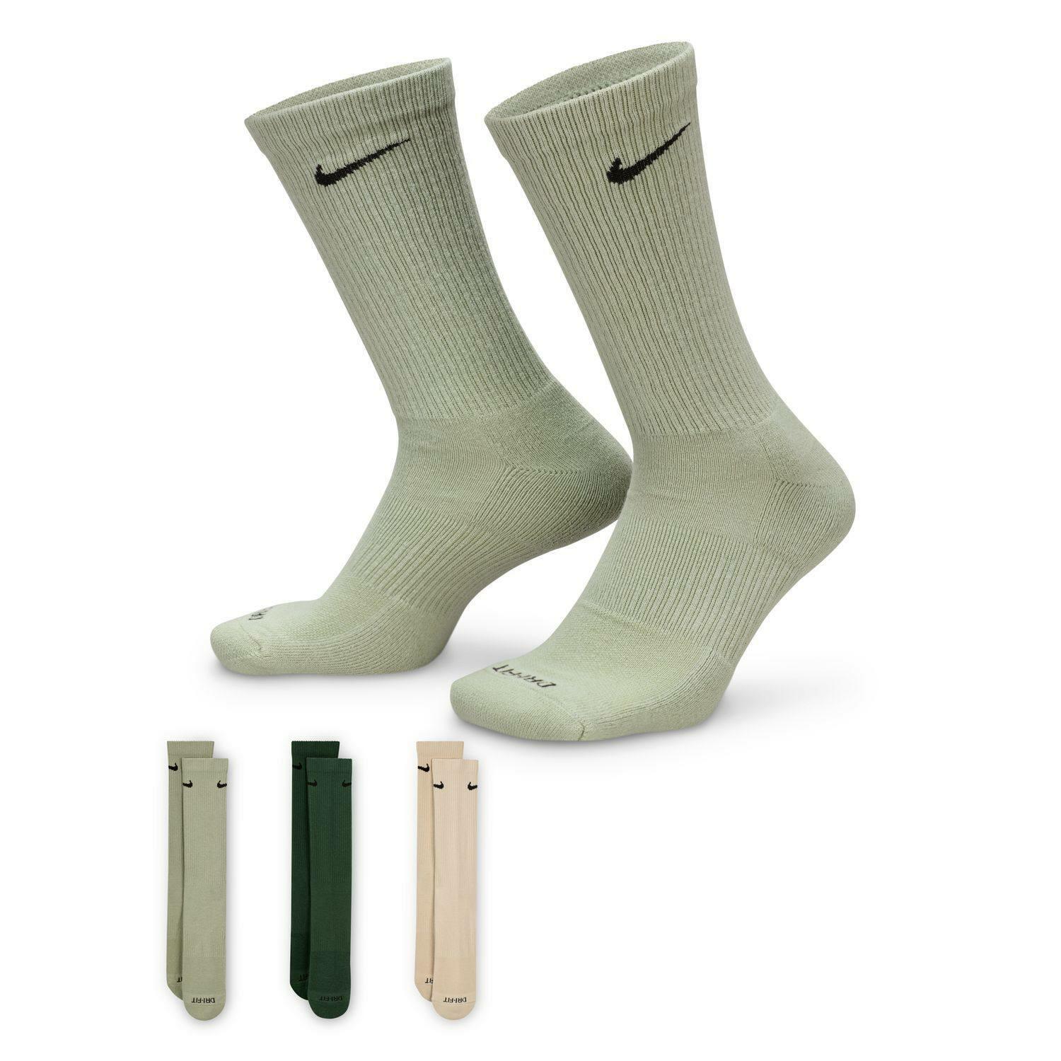 Women's Nike Everyday Plus Dri-Fit Cushioned Training Crew 3Pk, Medium, Neutral