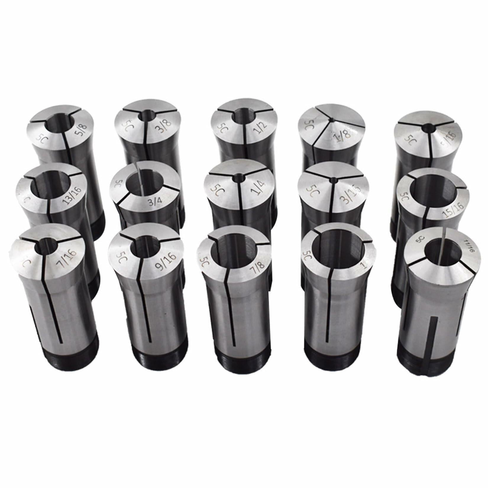 findmall 15Pcs 5C Collet Set 1/8-1" Mill Collet Holder for CNC Engraving Machine