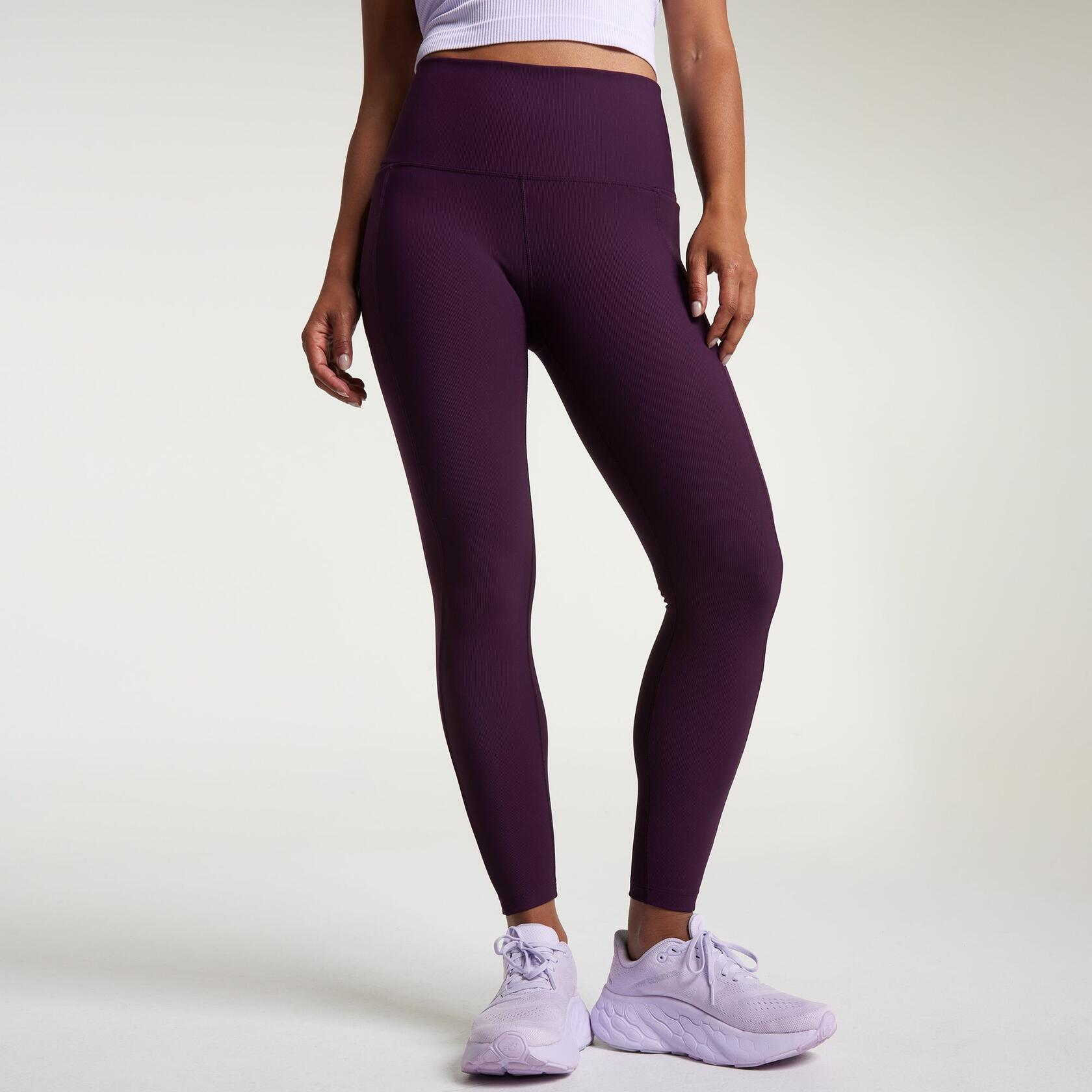 CALIA Women's Seamed Ribbed Essential 7/8 Legging, XS, Velvet Plum Purple