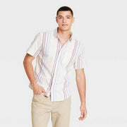 Goodfellow & Co Men's Regular Fit Short Sleeve Poplin Button-Down Rose Pink XL