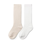 goumikids 2pk Toddler Kid Organic Cotton Knee-High Sock Large 6-8Y White/Neutral