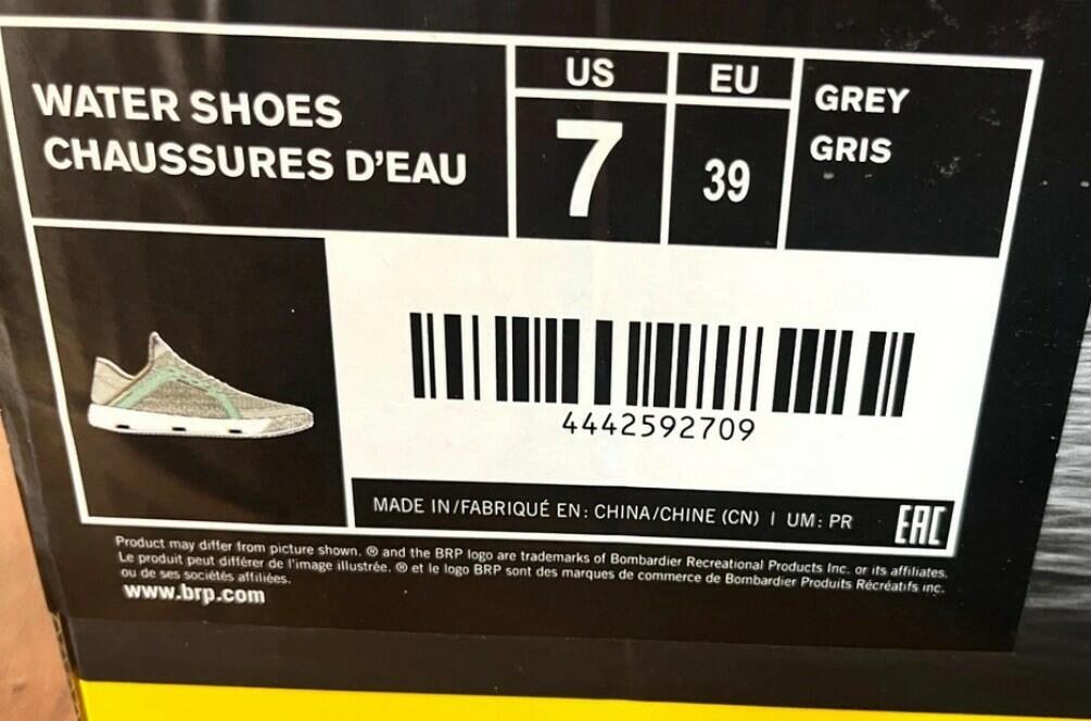 Sea Doo PWC Jet Ski Riding Water Shoes Mens 7 Womens 9 Unisex EU 39 Grey New NWT