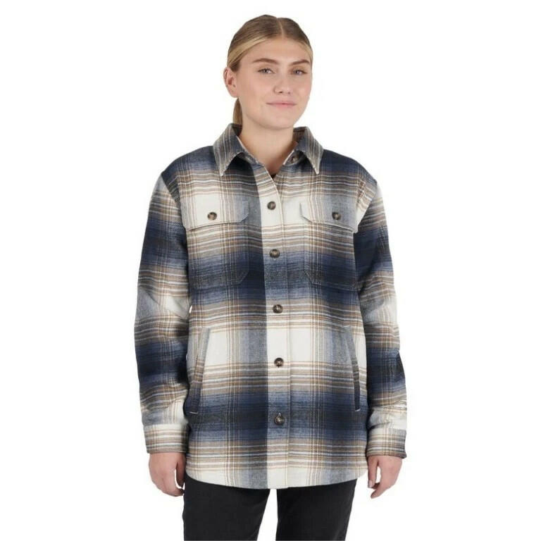 Ski-Doo Women's Plaid Overshirt, Ivory, L