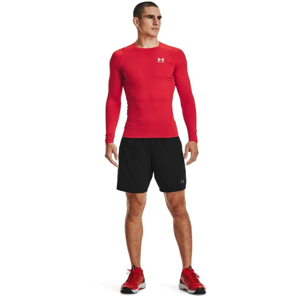 Under Armour Men's Armour HeatGear Compression Long-Sleeve , Red/White, Small