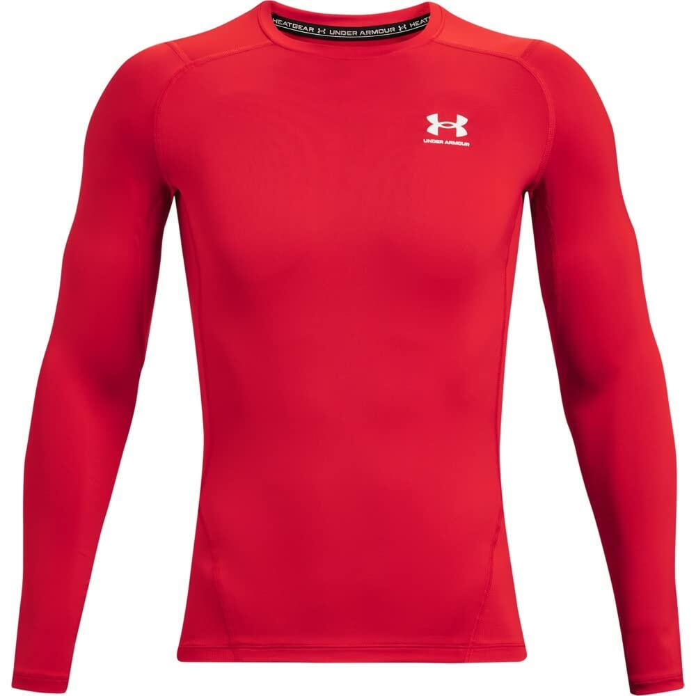 Under Armour Men's Armour HeatGear Compression Long-Sleeve , Red/White, Small