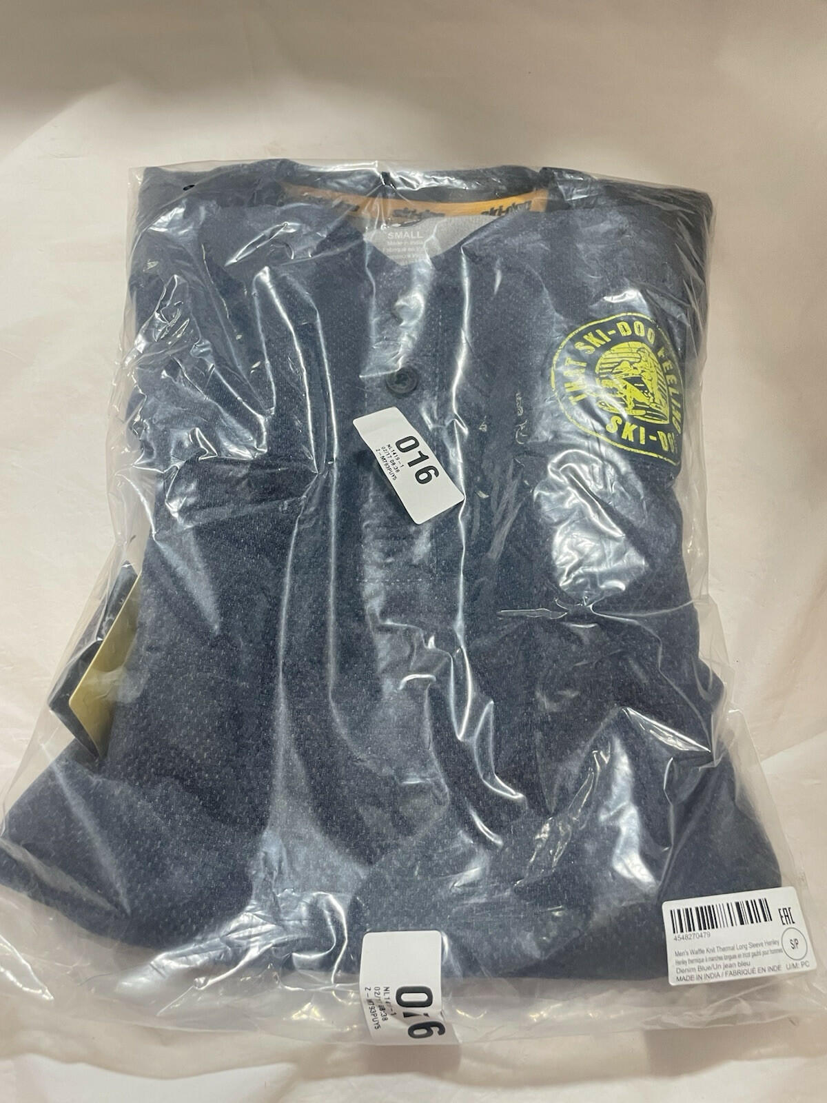 Ski-Doo Men's Waffle Knit Thermal Long Sleeve Henley Denim Blue SR