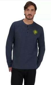 Ski-Doo Men's Waffle Knit Thermal Long Sleeve Henley Denim Blue SR