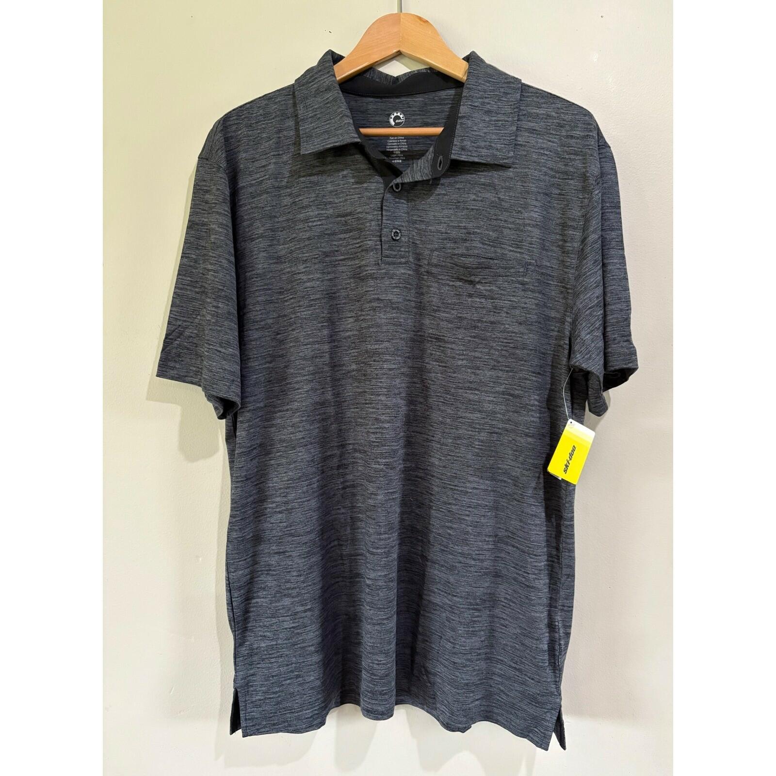 Ski-Doo Men Medium Charcoal Tech Polo Short Sleeve Performance Quick Dry Wicking Medium
