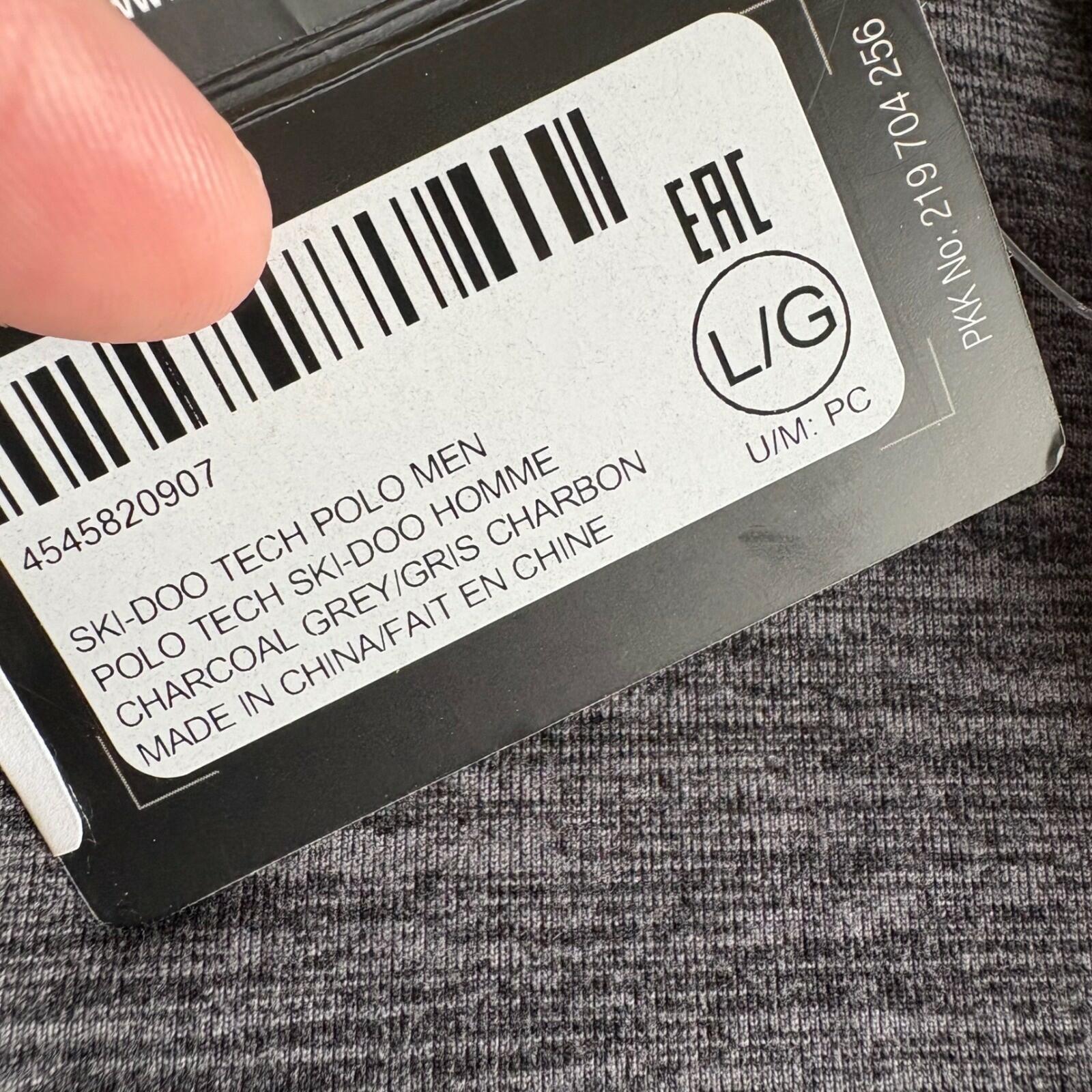 Ski-Doo Mens Large Charcoal Tech Polo Short Sleeve Performance Quick Dry Wicking Large