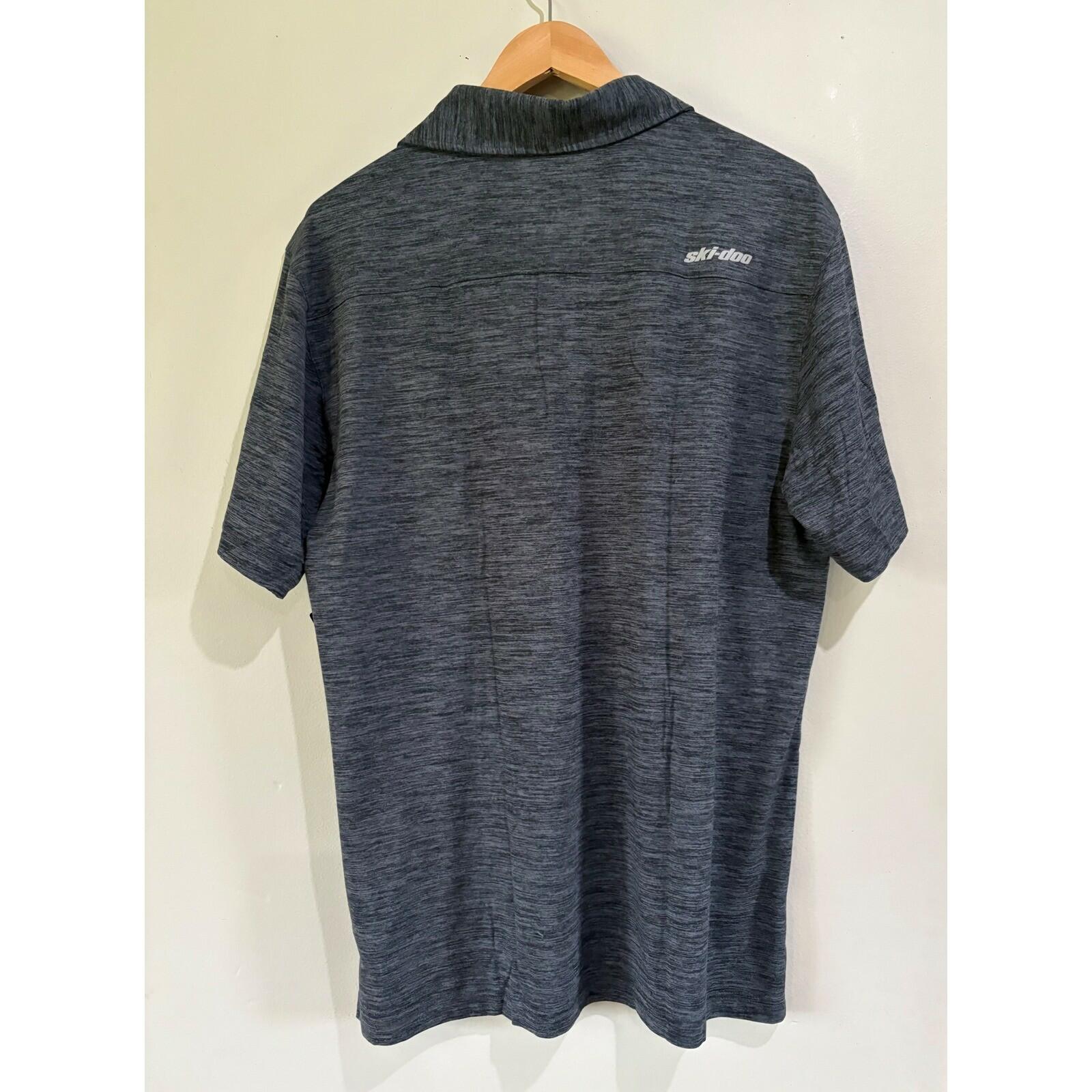 Ski-Doo Mens Large Charcoal Tech Polo Short Sleeve Performance Quick Dry Wicking Large