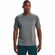 Under Armour Men's Velocity 2.0 SS T Shirt Pitch Gray Light Heather/Black, Large