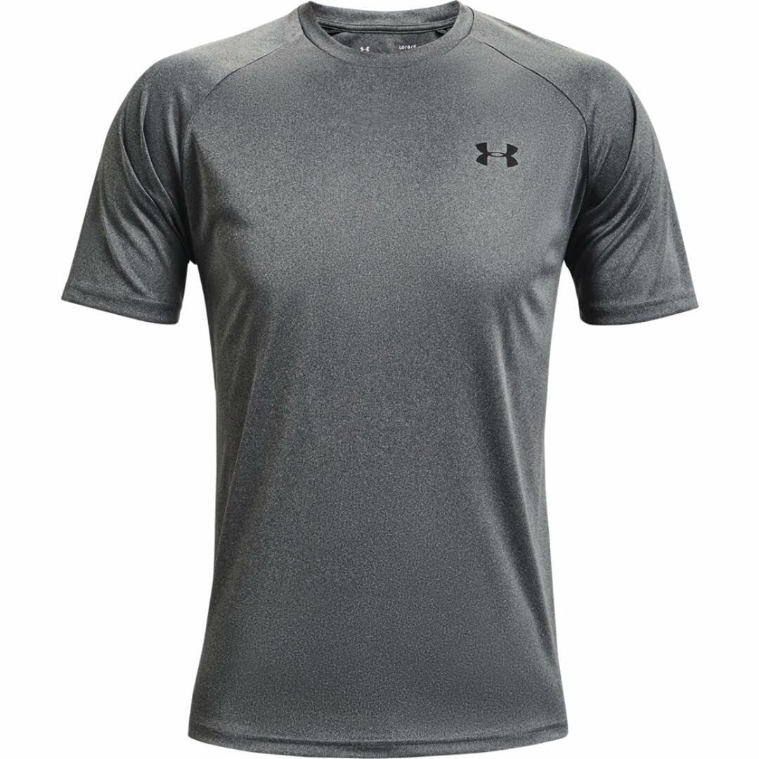 Under Armour Men's Velocity 2.0 SS T Shirt Pitch Gray Light Heather/Black, Large